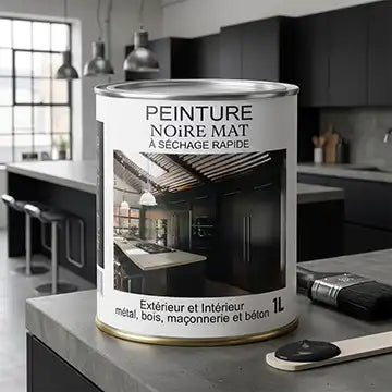 Peinture noire mate pour métal et bois extérieur et intérieur ( 250ml, 500ml, 1L & 2,5L )