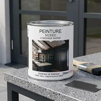 Peinture noire mate pour métal et bois extérieur et intérieur ( 250ml, 500ml, 1L & 2,5L )
